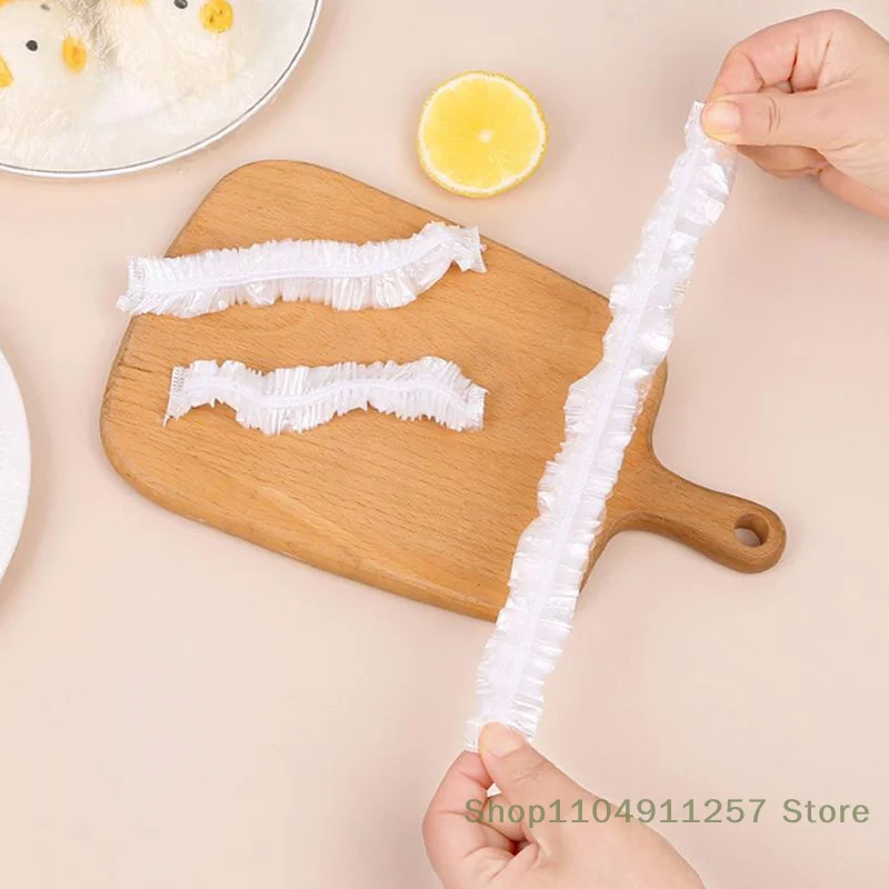 

350/500 Pcs Disposable Food Cover Fruit Food Cover Elastic Plastic Shower Cap Storage Bag Kitchen Organizer Cling Film