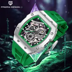 PAGANI DESIGN 2023 Top Brand Sapphire Tourbillon Automatic Men’s Quartz Watch Silicone Square Clock Waterproof Relogio Masculino