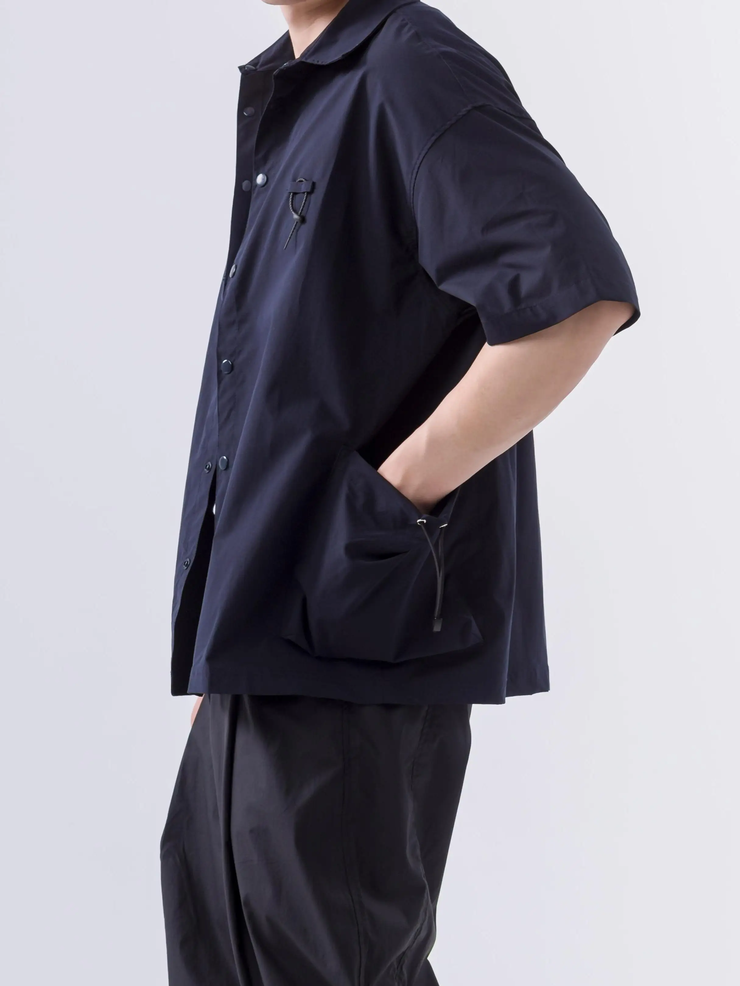 Button up 3D Side Pockets Short-Sleeved Shirt Breathable Summer Casual Jacket Coat Loose Work Shirt with Collar for Men