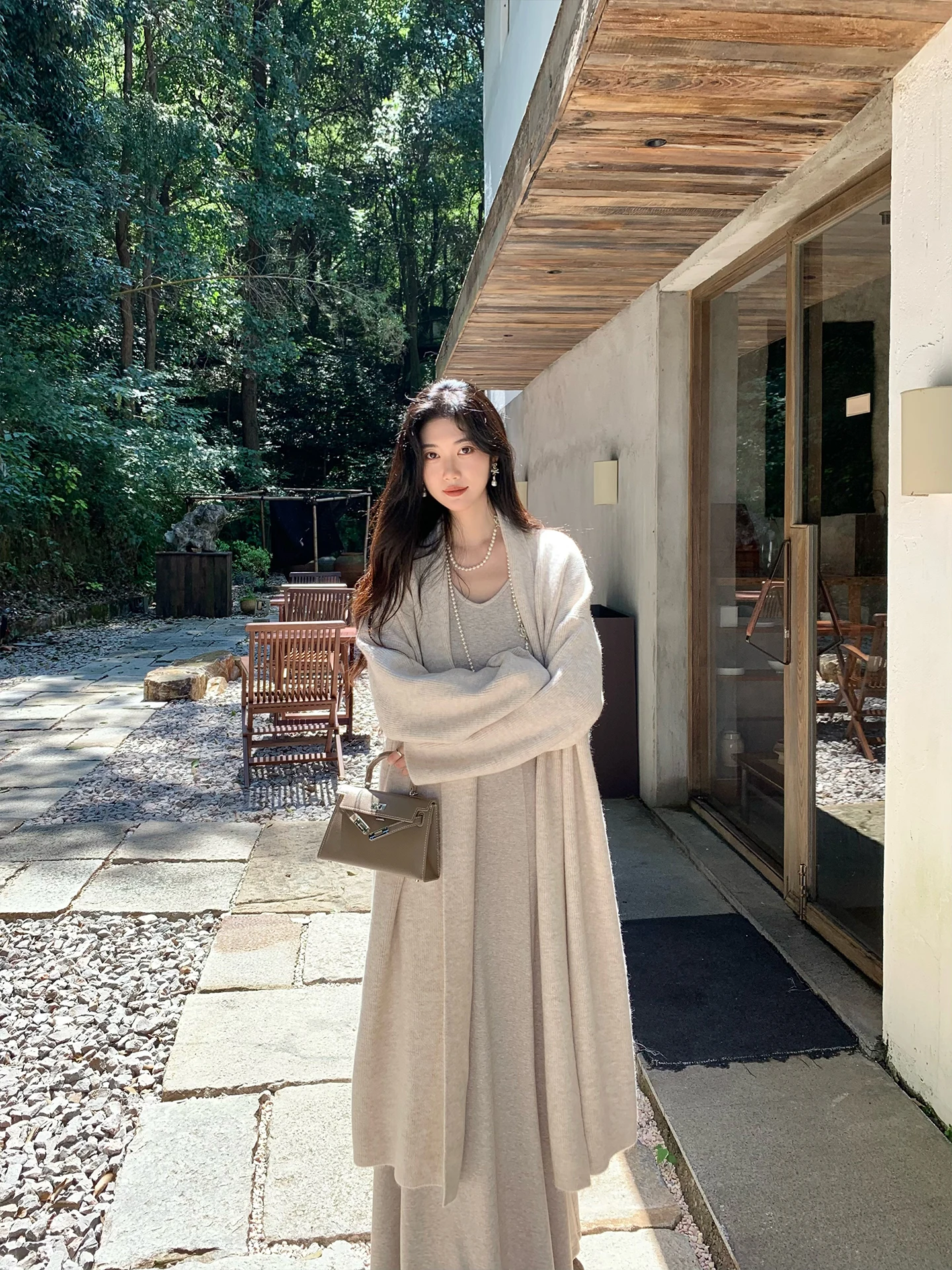 

Norain Long Knitted Open Cardigan Women's Autumn Winter Loose Fit Slimming Top Casual Sle Soft Polyester Fiber V-Ne