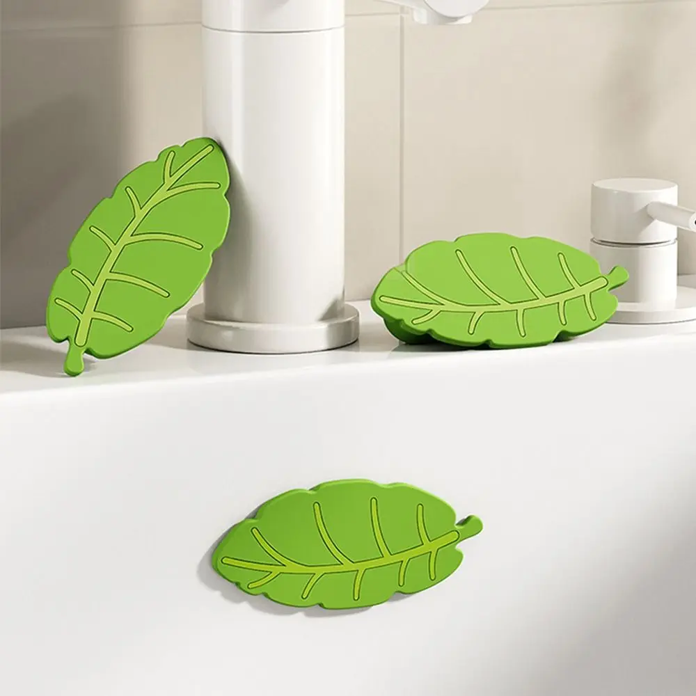 Silicone Washbasin Overflow Plug Green Leaves Sealing Sink Overflow Plug Leaf Shaped Insect Blocking Overflow Hole Cover