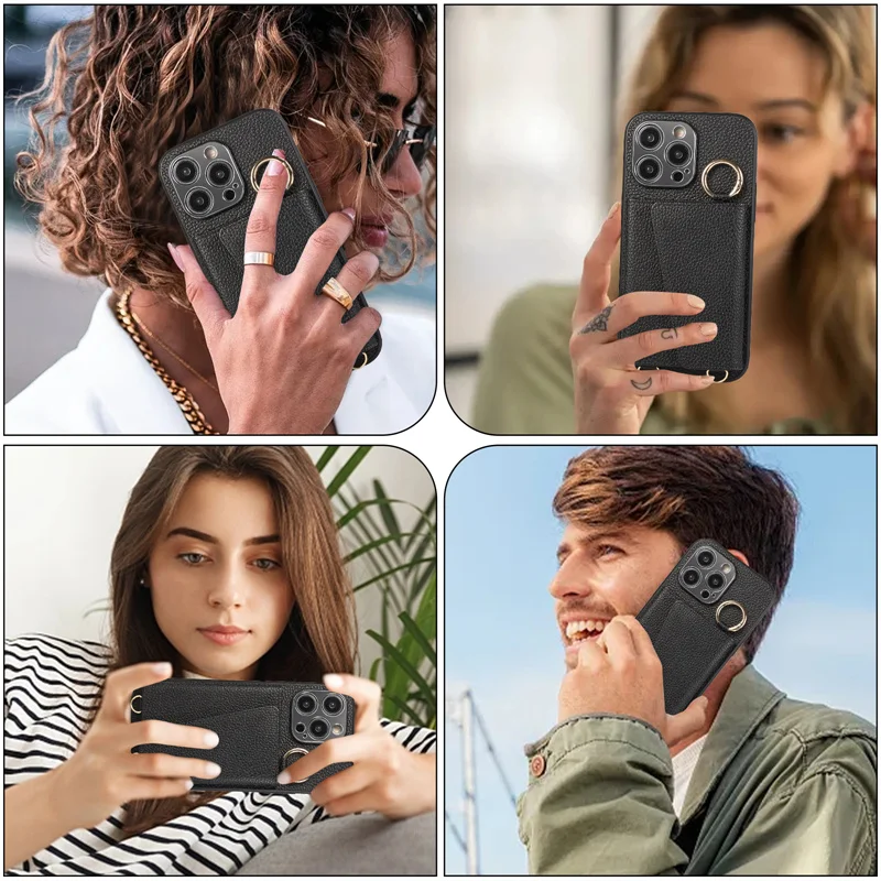 Trendige Crossbody-Hülle mit Lanyard, Make-up-Spiegel und Kartenfächern für iPhone 18, 18 Pro, 16, 17 Pro Max, 15, 14, 13, 12 mit Ringhalter – Detail 8