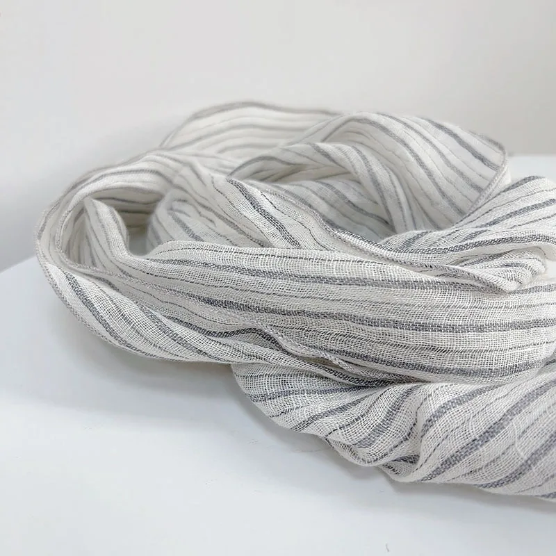 وشاح نسائي من الكتان طويل للحماية من أشعة الشمس ملحق للرقبة من مخطط لعطلة الصيف والشاطئ والربيع #5