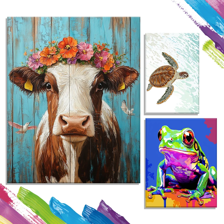 

GATYZTORY Painting By Number Adults New Animals Watercolor Canvases For Paint Drawing On Canvas Oil Art Living Room Decoration
