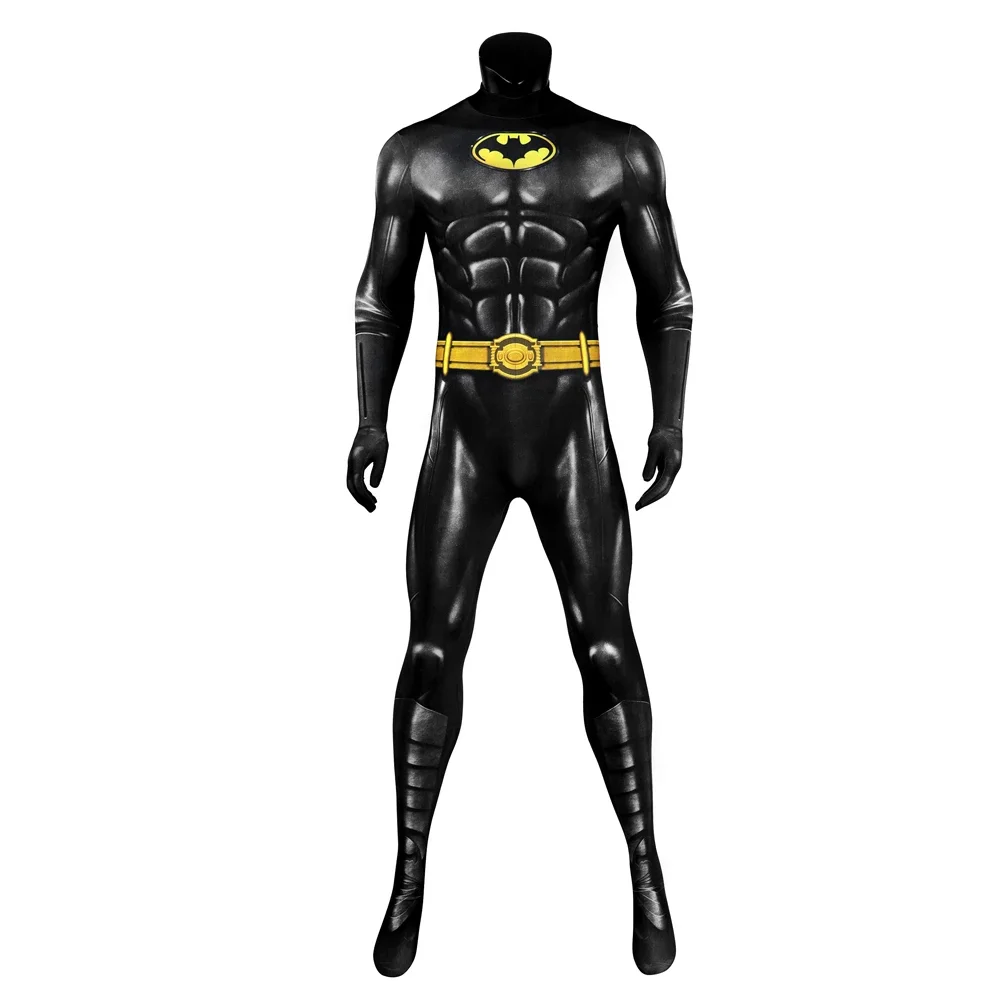 Superheld Bruce Wayne Cosplay Kostuum Mannen Bat Jumpsuit Print Halloween Carnaval Fitting Pak Bodysuit Cape Party Kleding
