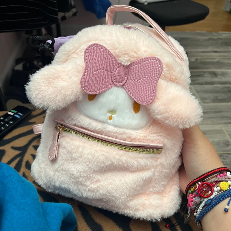 Sanrio Kawaii Hello Kitty Plush Cinnamon Roll Backpack My Melody Bag Kuromi Plush Toy Cute Girl Backpack Christmas Gift