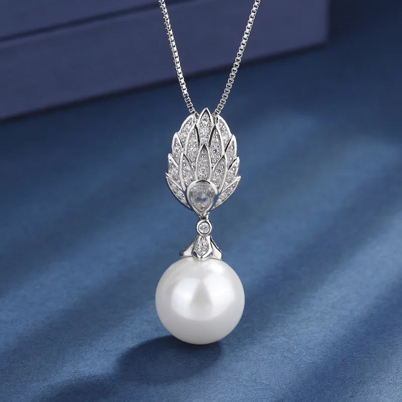 Sterling 925 Silver Elegant Freshwater Pearl Pendant Necklace Earring for Women Temperament Wedding Fine Jewelry Set Couple Gift