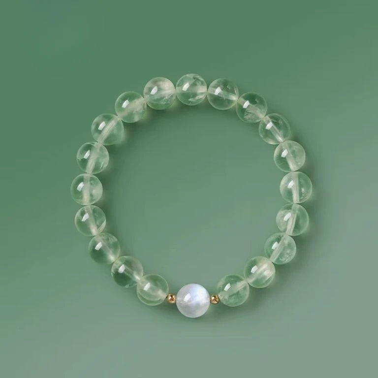 UMQ 7a Grade Pure Natural Ice Grape Stone Bracelet Clear Green Crystal Moonstone Bracelet Gift for Girlfriend Girlfriend