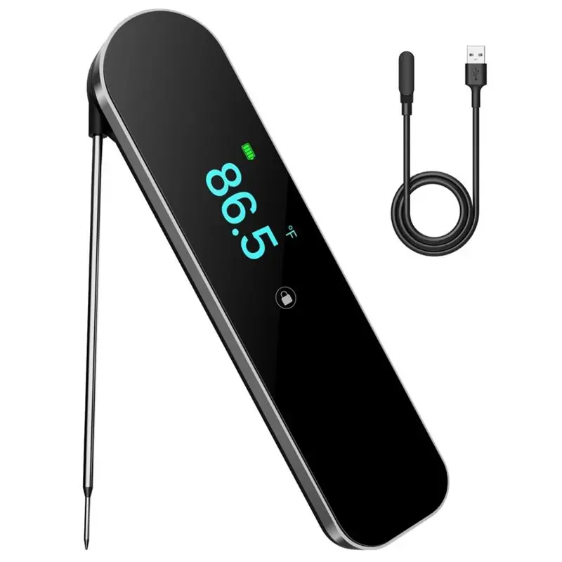 

AB42-Instant Read Meat Thermometer IP67 Waterproof 0.5S Ultra Fast Response± 0.5° F Accuracy TFT Color Screen Rechargeable