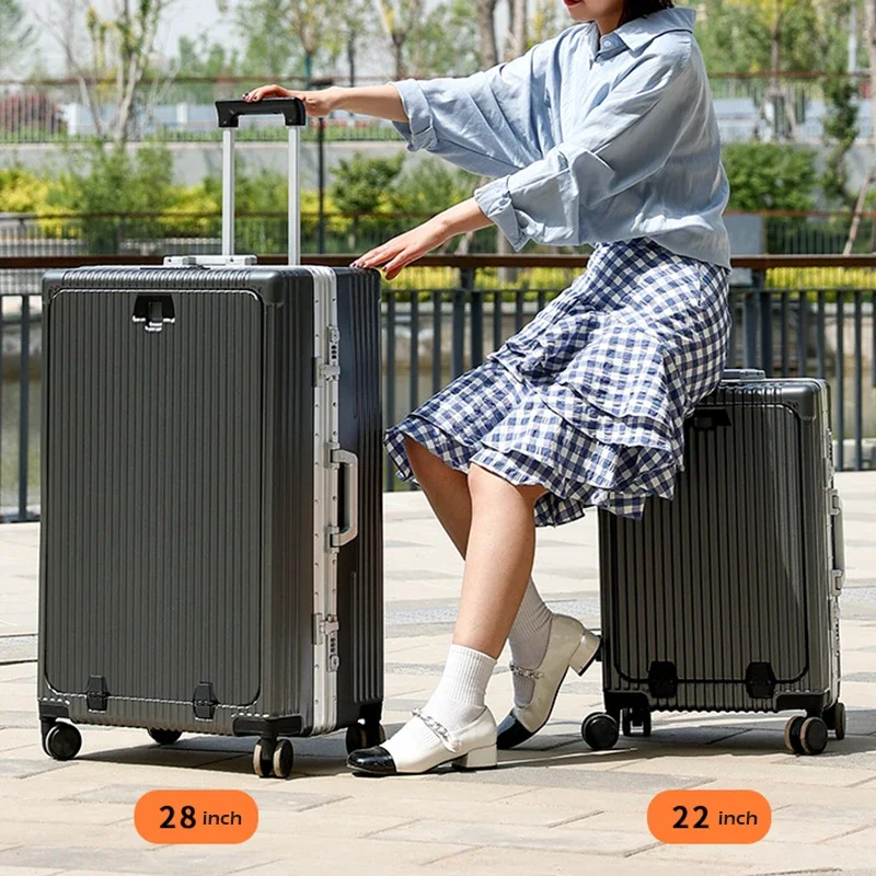 Boîte à bagages d'ouverture avant d'affaires, boîte à chariot multifonctionnelle pour hommes, mallette d'embarquement de 28 pouces, paquet de voyage de grande capacité pour femmes