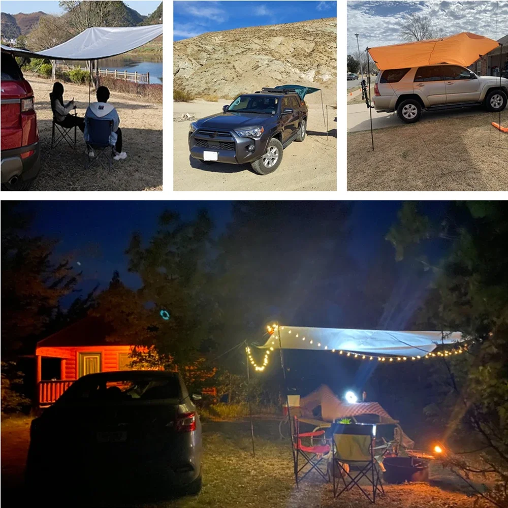 2x3M Rtractable Vehicle Awning with Tent Poles Portable Waterproof Canopy Tarp Car Shelter for Truck Jeep SUV Van Camping Tent view 3