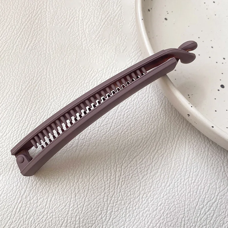 Neue Schlichte Haarspange Pferdeschwanzhalter Matt Einfarbig Modisch Minimalistisch Haarklammer Rutschfester Pferdeschwanzclip Haaraccessoires für Frauen – Detail 16