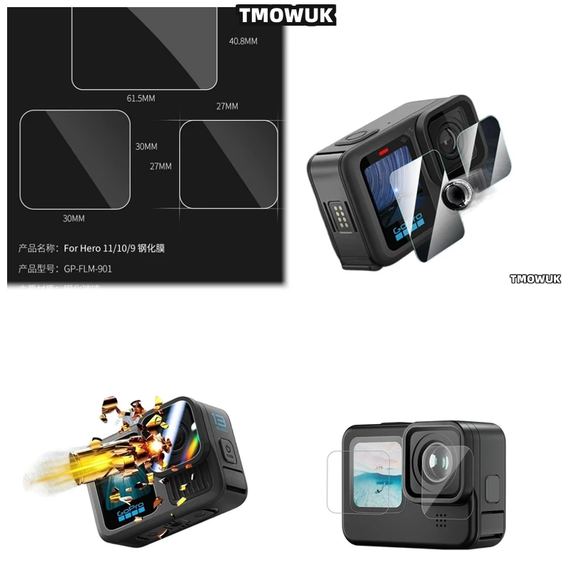 

For GoPro Hero 13 Professional 9H HD Tempered Glass Protector Screen & Lens Dual Protection Anti-Scratch, Shatterproof F