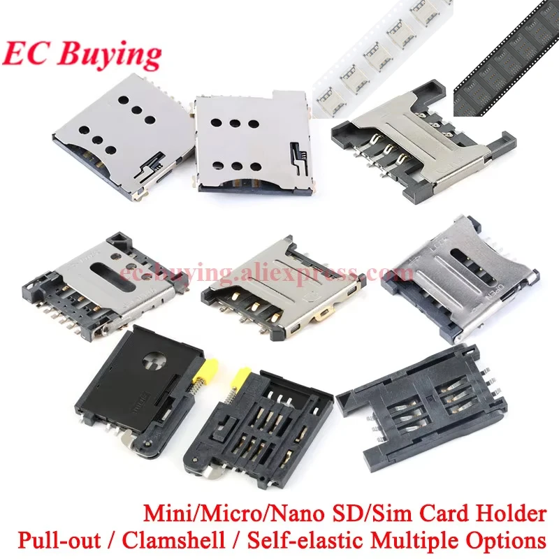 2-20PcsMini/Micro/NanoSD/SIMCardHolder6/7/8/9/10PinSimSlotSocketConnectorPush/Self-Elastic/Pop-Up/Clamshell/Pull-Out-AliExpress502