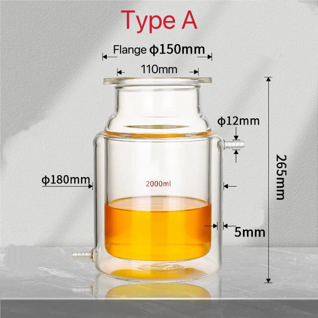 

Capacity 2000mL,150mm Flange,Double-layer Cylindrical Flat Bottom Open Reactor Bottle, Reaction Flask