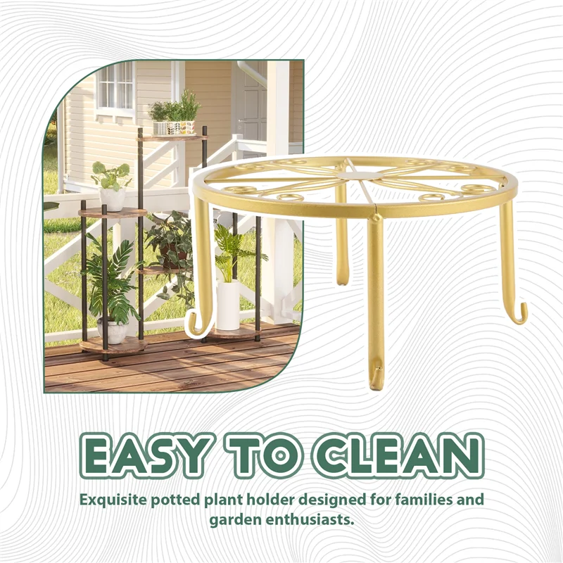 A23E-Floor Iron Pot Plant Stand Flower Shelf Holder Garden Shelves Garden Plant Balcony Round Rack Home Decor