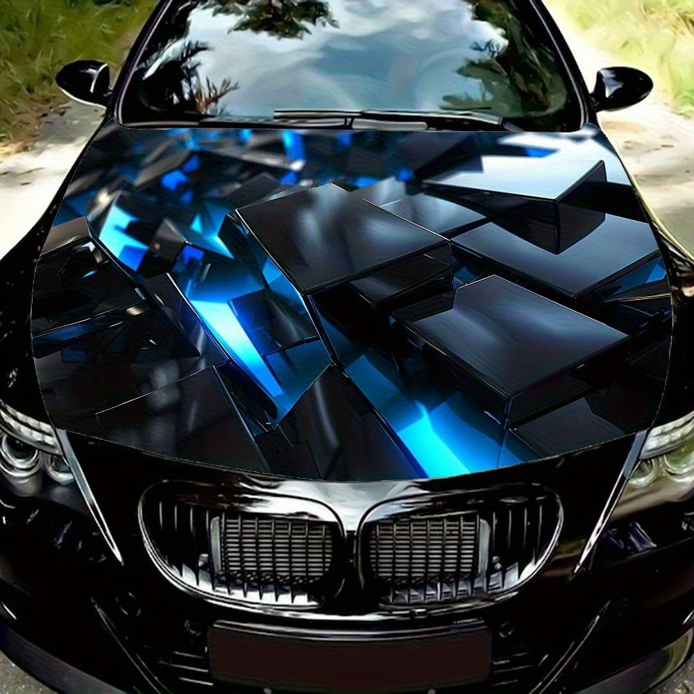 

Blue Fluorescent Geometric Body Car Hood Sticker - Premium Vinyl Sticker For Automotive Exterior Customization, Durable PVC Viny
