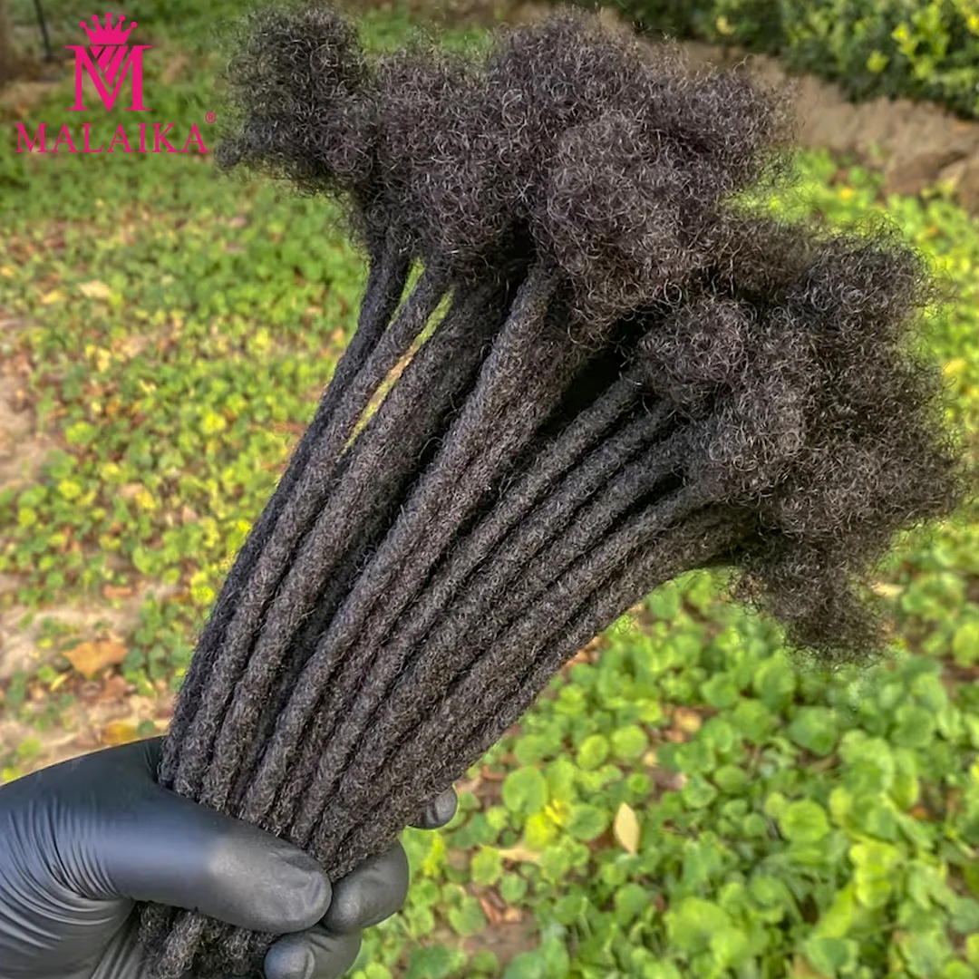 

Malaika 100% человеческие волосы, наращивание дредов, 10 прядей/лот, локоны, постоянные вязанные крючком волосы, объемные наращивание дредов ручной работы