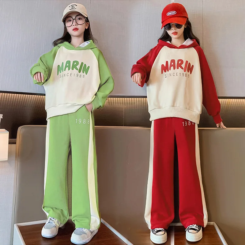 

Girls 2024 New Autumn Spring Fashion Long Sleeve Hoodie+Pants 2pcs Suits 5-14 Years Teeange Casual Outifts Children Clothing Set