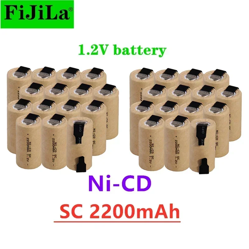 

2-20 PCS New NI-CD 1.2v SC2200mah Rechargeable batteries 1.2v SC power bank 2200mah SC accumulator SUB C battery