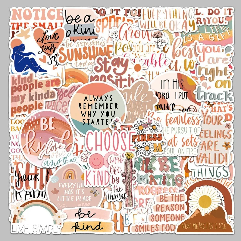 50pcs Cartoon Personality Inspirational English Creative Graffiti Decoration Stickers