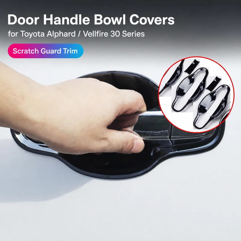 Car Door Handle Bowl Covers for Toyota Alphard Vellfire 30 Series Stainless Steel Scratch Guard Trim Adhesive 8PCS Accessories