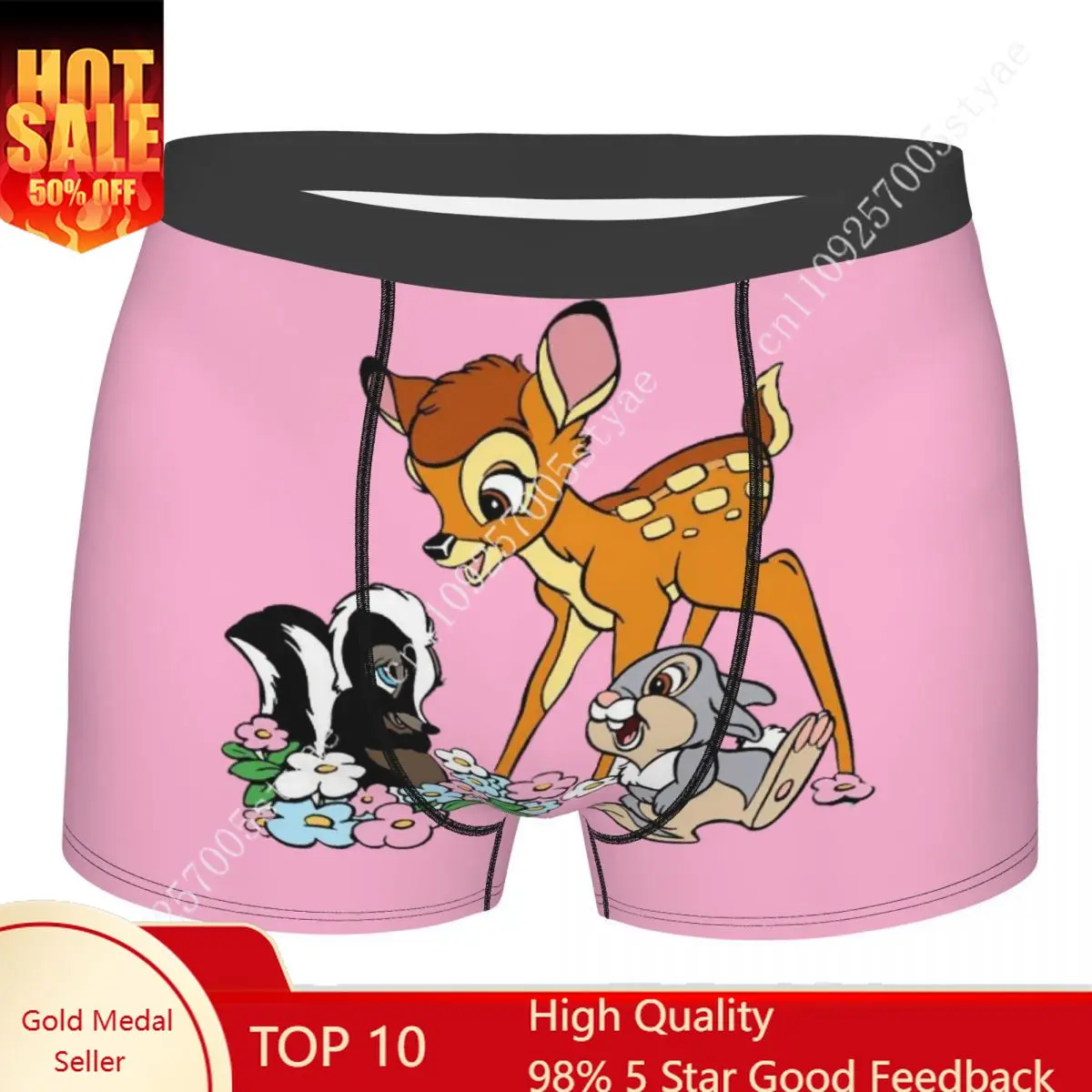 

Custom Flower Bambi Thumper Boxers Shorts Mens Briefs Underwear Cool Underpants
