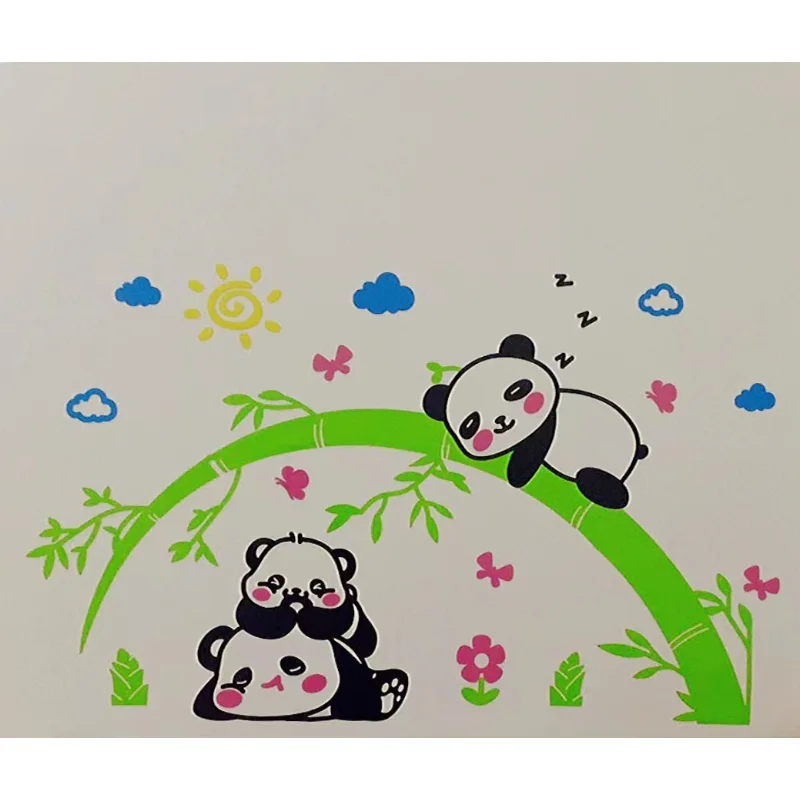 Lovely Panda Bamboo Mirror Surface Sticker Kawaii Animal 3D Stickers Kids Room Decoration Panda Acrylic DIY Home Accessories