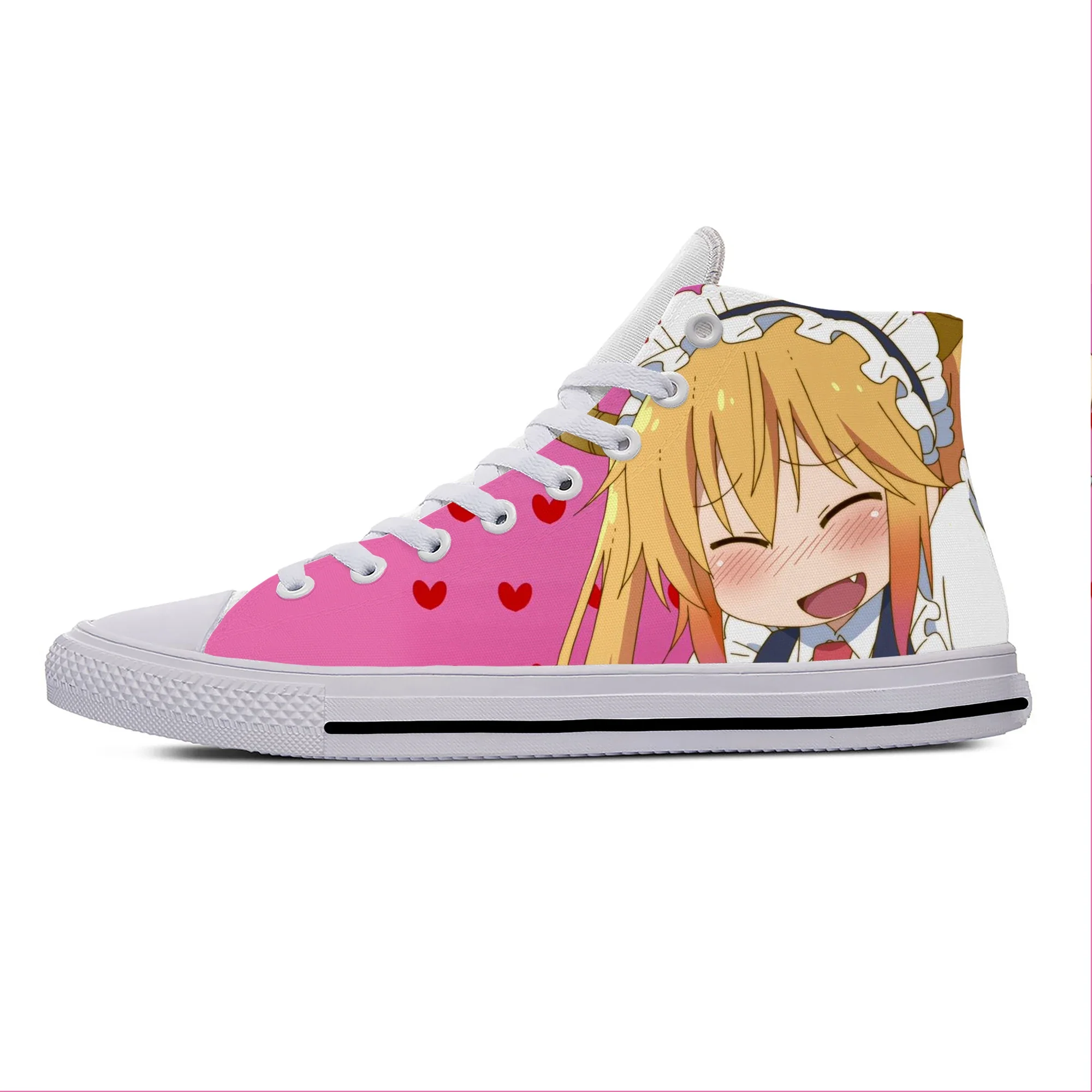 Hot Japanese Anime Miss Kobayashi Dragon Maid Tohru Casual Shoes Breathable Men Women Sneakers High Top Lightweight Board Shoes