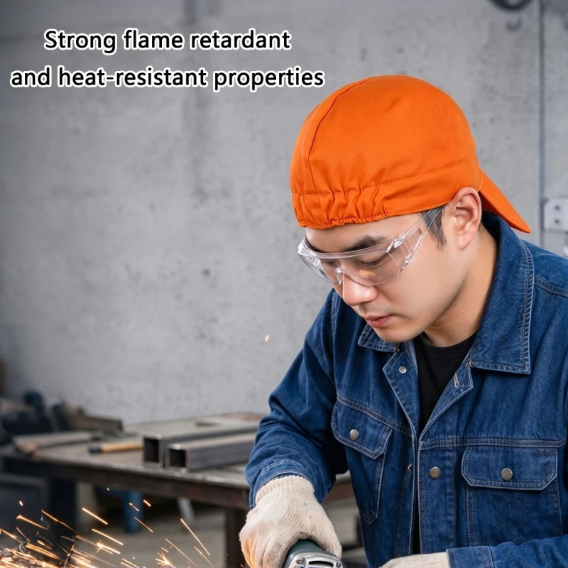 Welding Cap with Extended Rear Neck Panel, Shaped Front Bill, and Double-Layer Fabric for Metalworking Shop Tasks K1KF