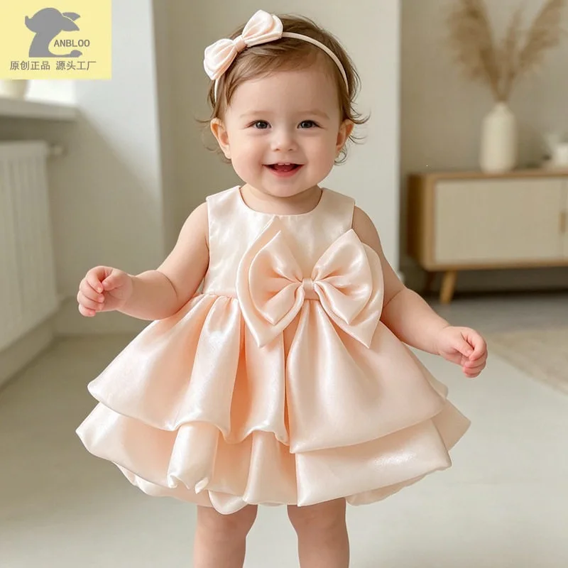Baby Children Hundred Days Dress Clothes Kids Girl Tutu First Birthday Party Gown Toddler Flower Bud Dresses Pageant Costume