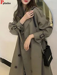 Trench lungo doppiopetto Casual con cintura giacche coreane Gabardina allentata Casaco nuove donne moda giacca a vento Abrigos