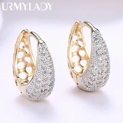 URMYLADY 925 Sterling Silver Zircon Creative Ear Clip For Women Wedding Party 18K Gold Plated Earrings Fashion Charm Jewelry