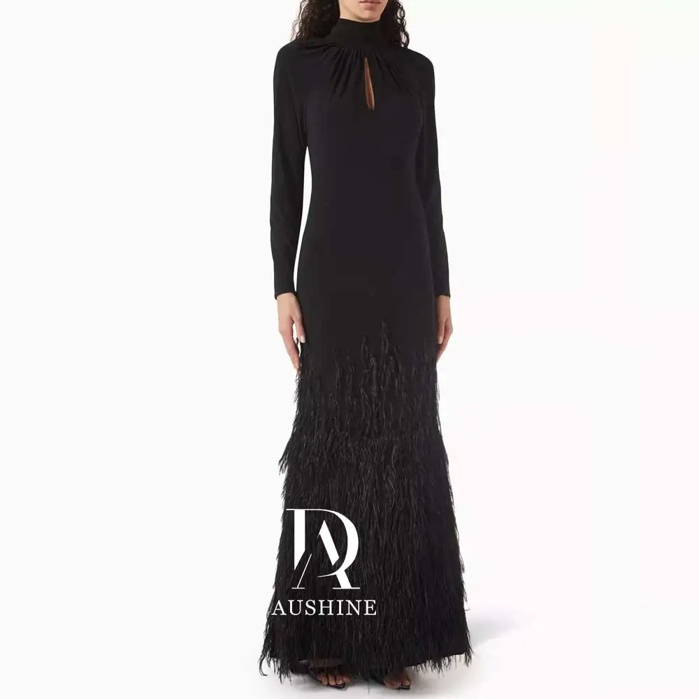 Aushine-Robe de soirée d'anniversaire de luxe pour femme, longueur rinçage, manches longues, fête de mariage élégante, tout ce qui est arabe, été, 2024Fu