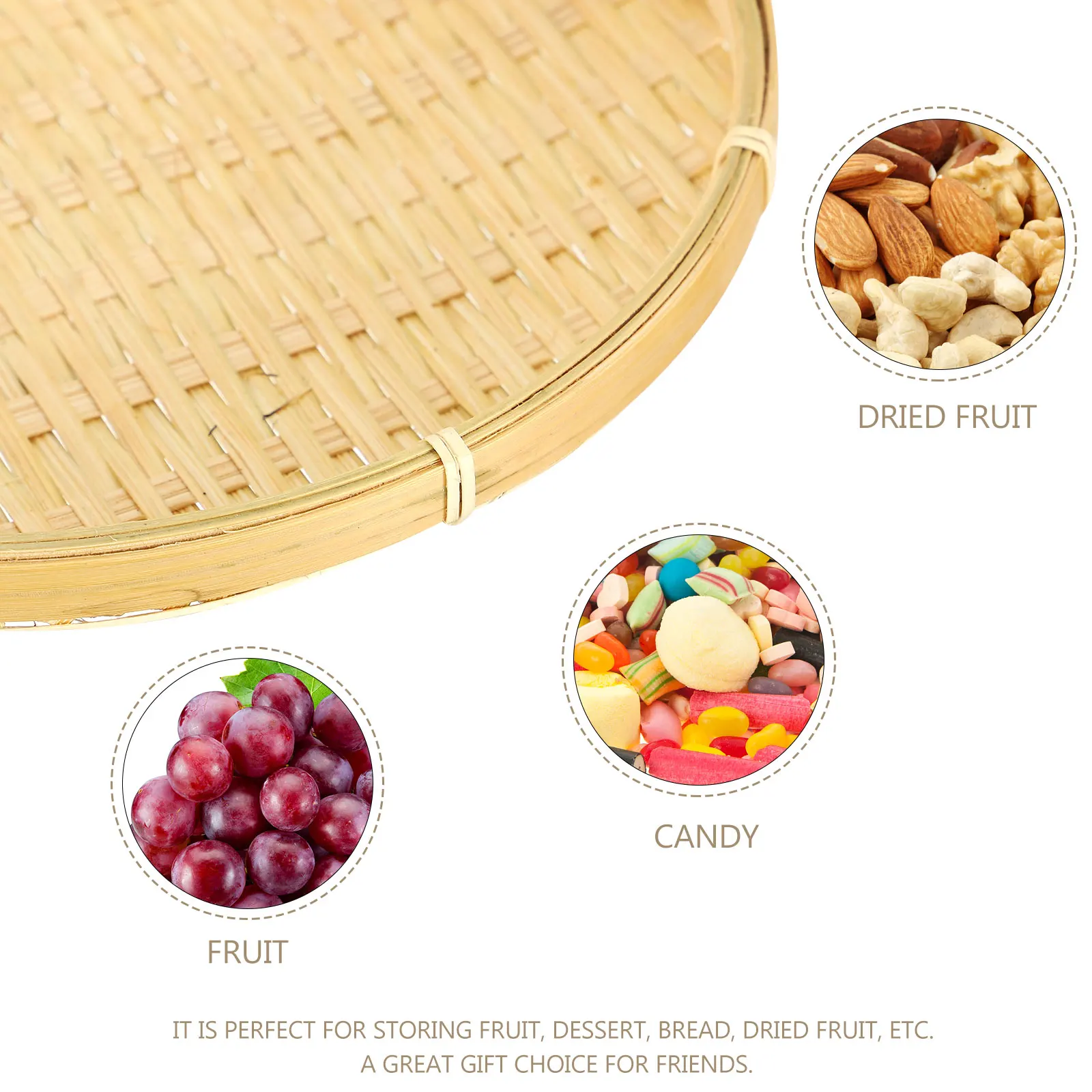 

Bamboo Basket With Handle Rustic Farmhouse Style Dessert Fruit Display Tray Storage Organizer Kitchen Party Wedding