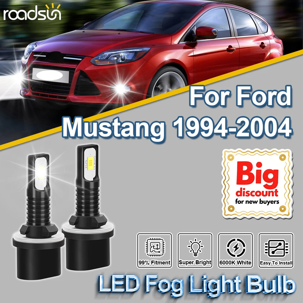 

ROADSUN For Ford Mustang 1994-2004 2PCS Canbus Upgrade LED Fog Light Bulbs 150W Ultra Powerful Fog Lamp Ampoules Plug And Play