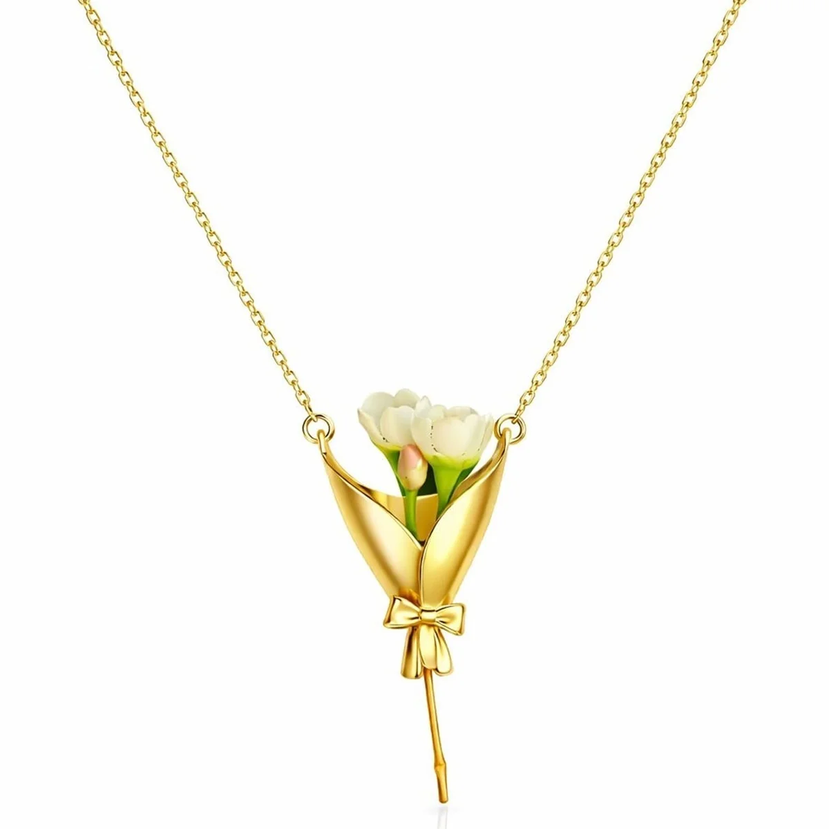 Kreatives Schleifenknoten-Blumenstrauß-Halter-Set in Form eines Anhängers, Halskette und Ohrringe für Damen und Herren, süßes, elegantes DIY-Blumenclip-Schmuckset. – Detail 22