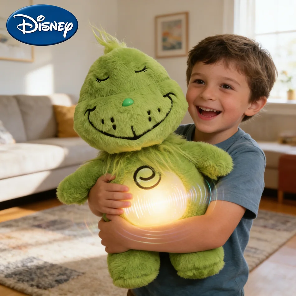 

NEW Disney Green Shaggy Anime Plush Toy Breathing Companion Doll Glowing Belly Stuffed Animal Peripheral Holiday Gift for Kids