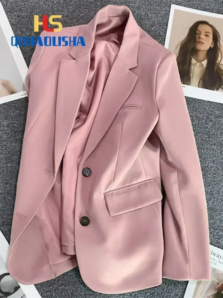 Jaqueta feminina de blazer slim, top de terno pequeno, casaco marrom, solto, reto, temperamento, moda coreana, novo