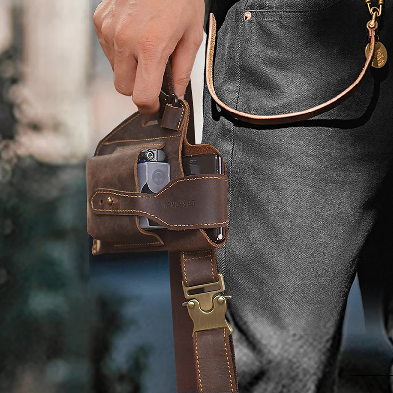 

Натуральная кожаная поясная сумка для телефона, мужская тактическая вертикальная сумка на пояс для работы, сумка для сигарет, поясная сумка для рабочих.