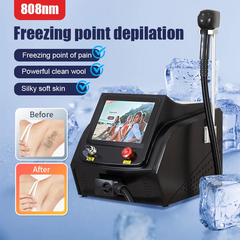 

Laser hair removal machine,diode laser with wavelength of 808 nm,three wavelengths,permanent hair removal,painless, body care