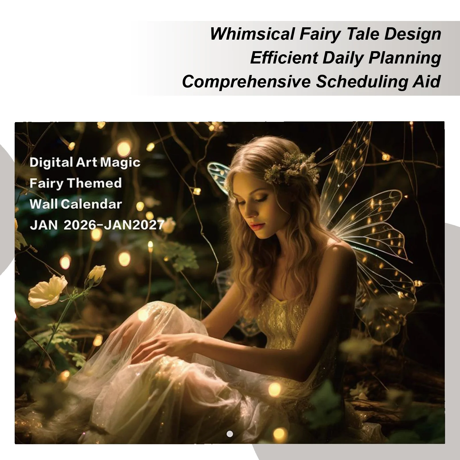 

Настенный календарь Fairy 2026 Fairy Princess 2026 Календарь для планирования Домашний фэнтезийный художественный ежедневник-органайзер Декор для кухни Living