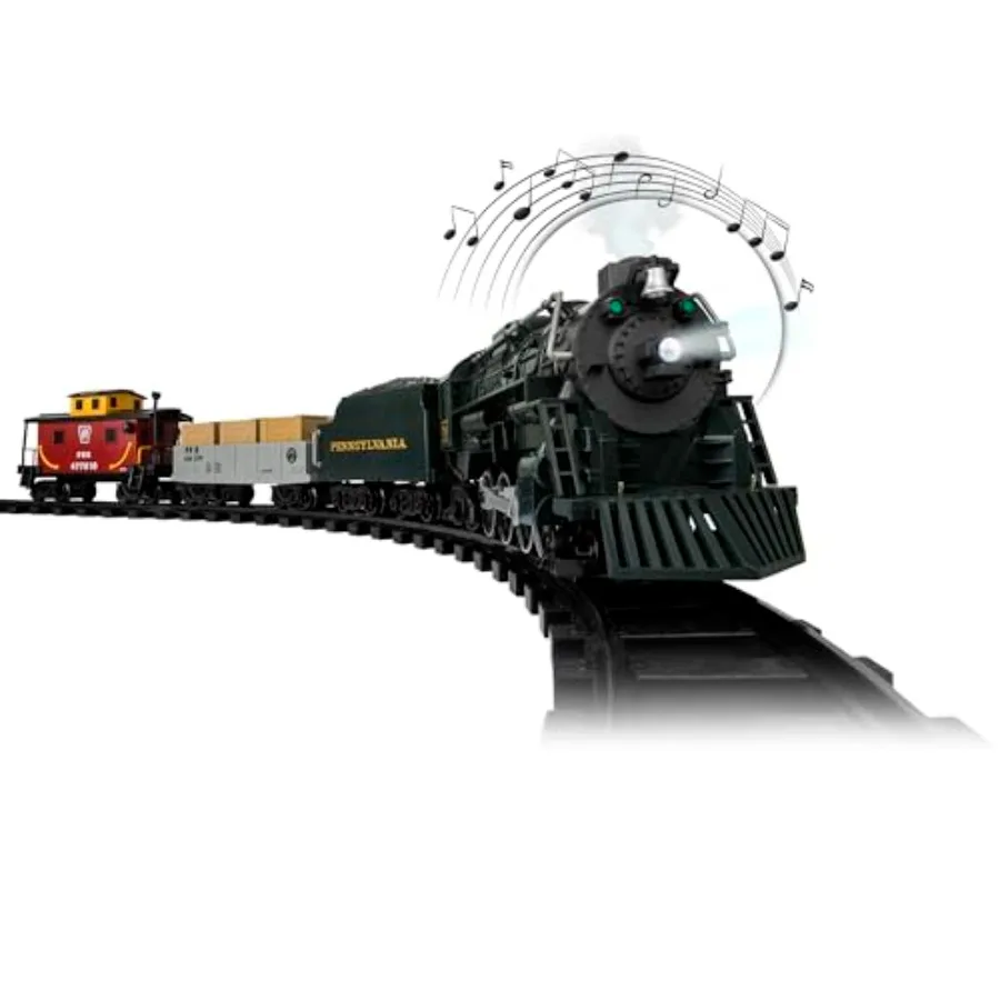 

Pennsylvania Flyer Battery Powered Train Set for Ages 4+ Plastic Track System with Bluetooth Control Water Vapor Smoke Lights S