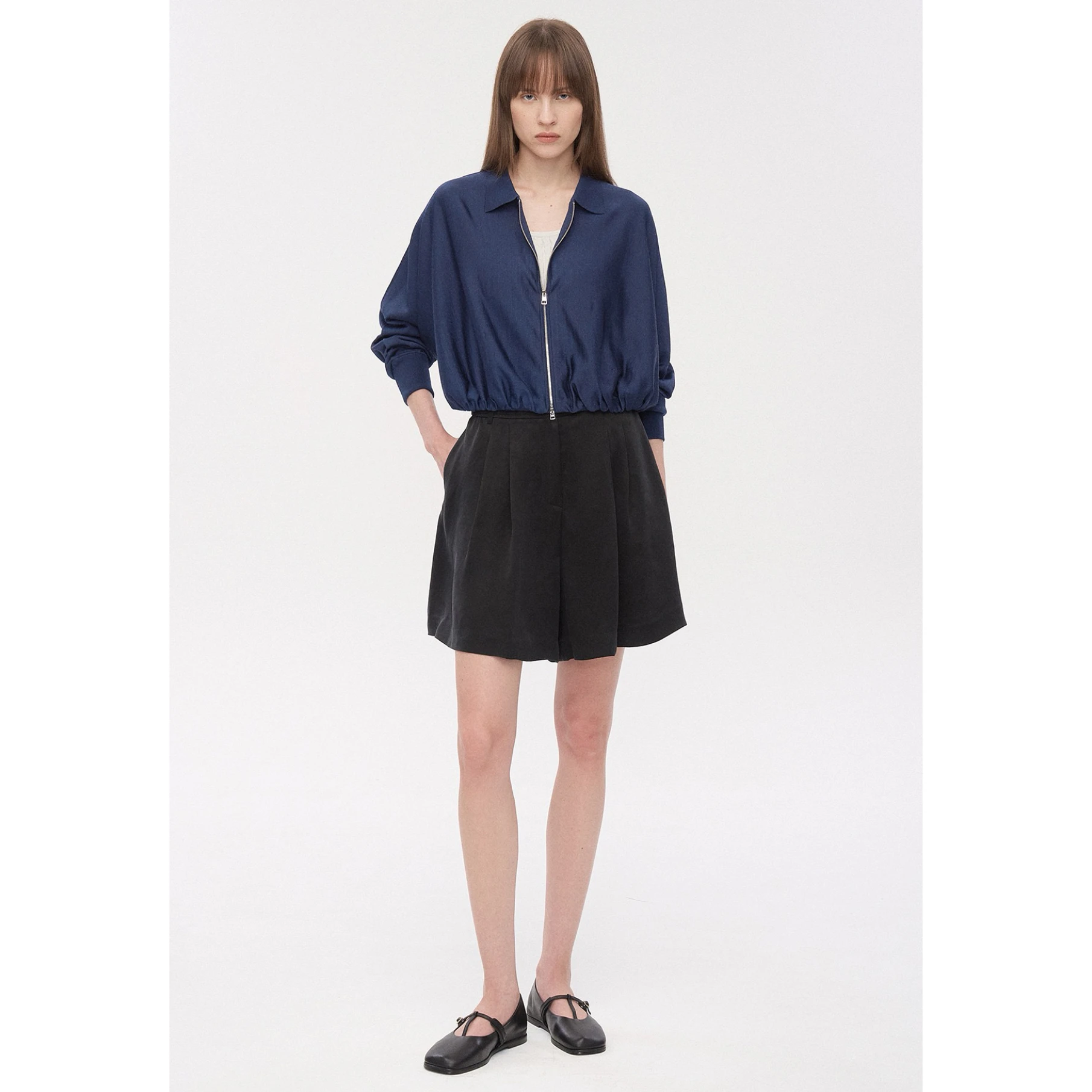 TIM26 Lemon Cheese Early Autumn Collar Zipper Style Thin Long Sleeve Loose Knitted Sweater Casual Loose Fit Short Coat