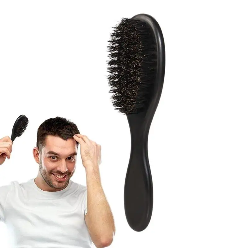 Boar Bristle Hair Brush Short Hair Beard Styling Brush Soft Grooming Brush For Fine Hair Barbershop Accessories ForMen Hairstyle