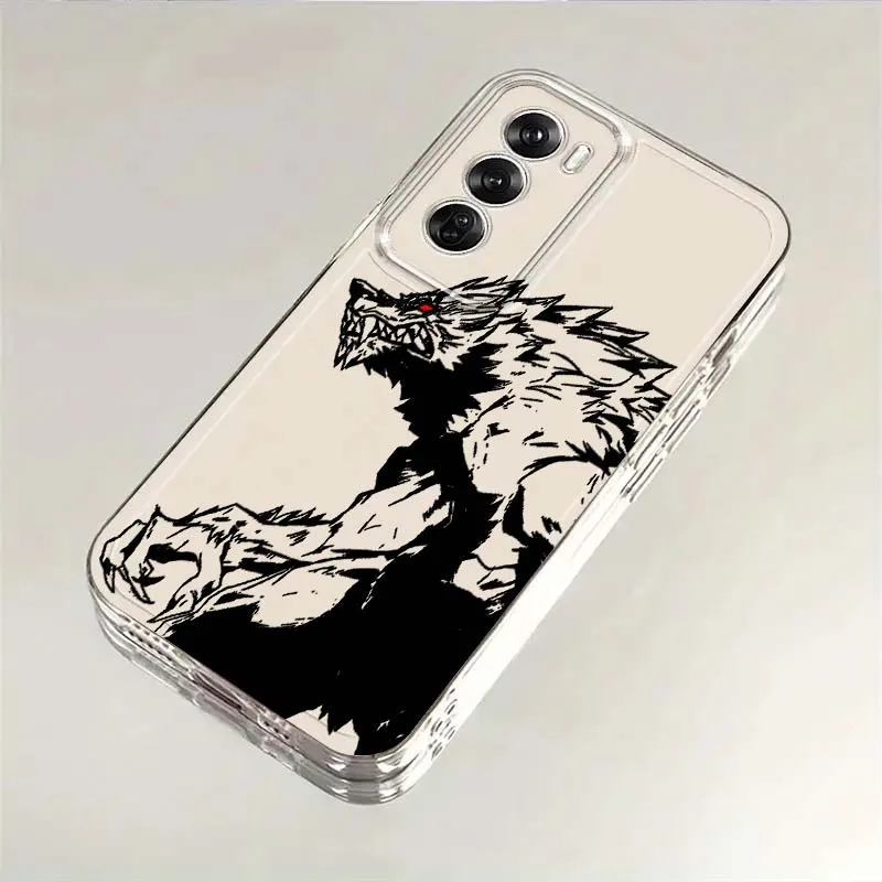 Evil Wolf Anime Art Phone Case For OPPO A11 A16 A55 A56 A57 A72 A52 A73 A74 A54 A76 A78 Find X5 X6 X7 Ultra Pro 5G Transparent view 3