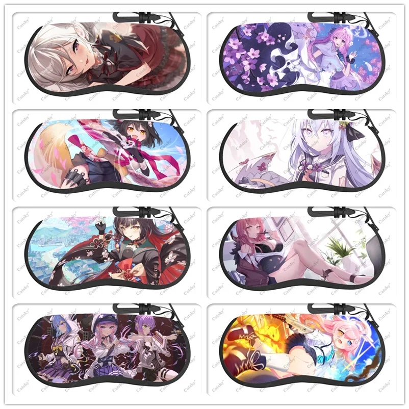 blue Archive  anime Glasses Case Printed Travel Zipper Sunglasses Bag Pattern Classic Men's and Women's Storage Glasses Bag