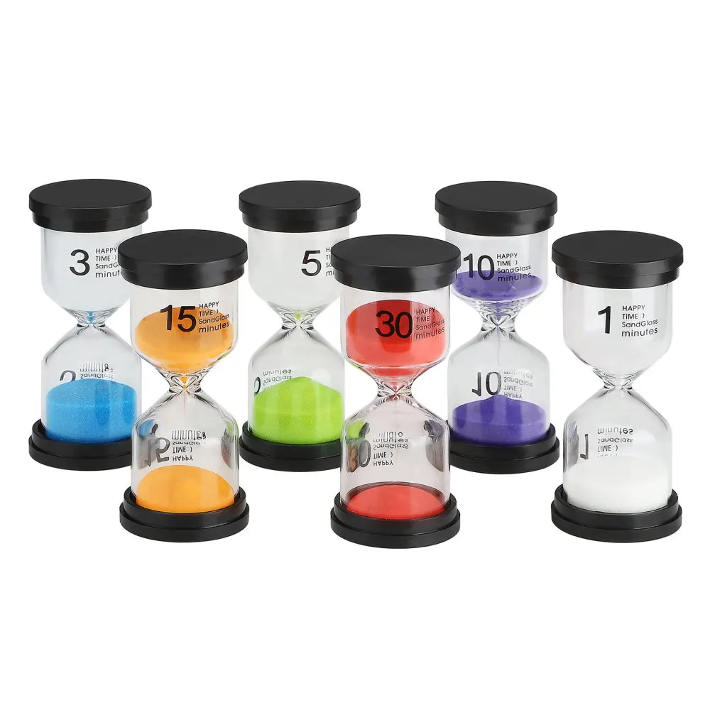 

6Pcs 1/3/5/10/15/30 Minutes Hourglass Sand Watch Sandglass Sand Clock Children Kids Gift Sand-Timer Hour Glass Home Decor Craft