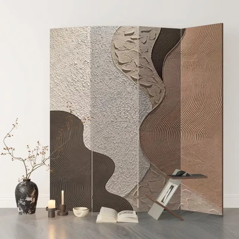 

Wabi Sansan Modern Simple Solid Wood Screen Partition Living Room Bedroom Room Light Luxury Decoration Office Folding Mobile