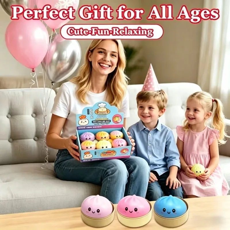 Explosions Online Celebrity Maltose Cute Buns, Juguetes de Oficina para Descompresión y Modelado, con Sonido al Apretar, Caja Sorpresa de Simulación Regalos